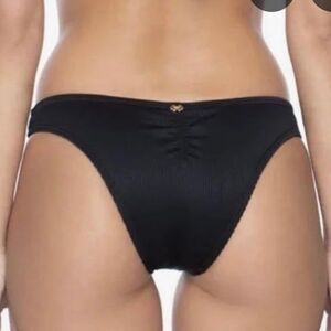 Nwt PilyQ Anthropologie black Pearl ribbed basic cheeky Teeny bikini bottom